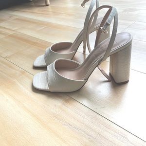 Mango white sandals heels
